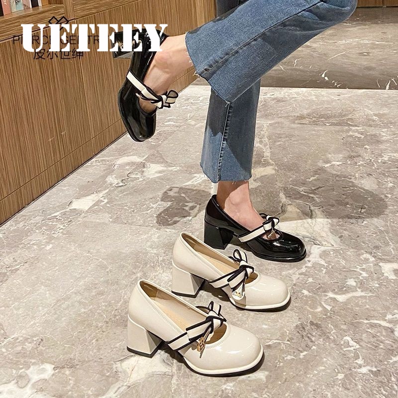 UETEEY  giày búp bê Mary Jane Lolita Đế da mềm đế êm thời trang Nhẹ nhàng Êm ái Chống trơn trượt Đáng yêu Siêu nhẹ FLF23B0PX7 46Z231118