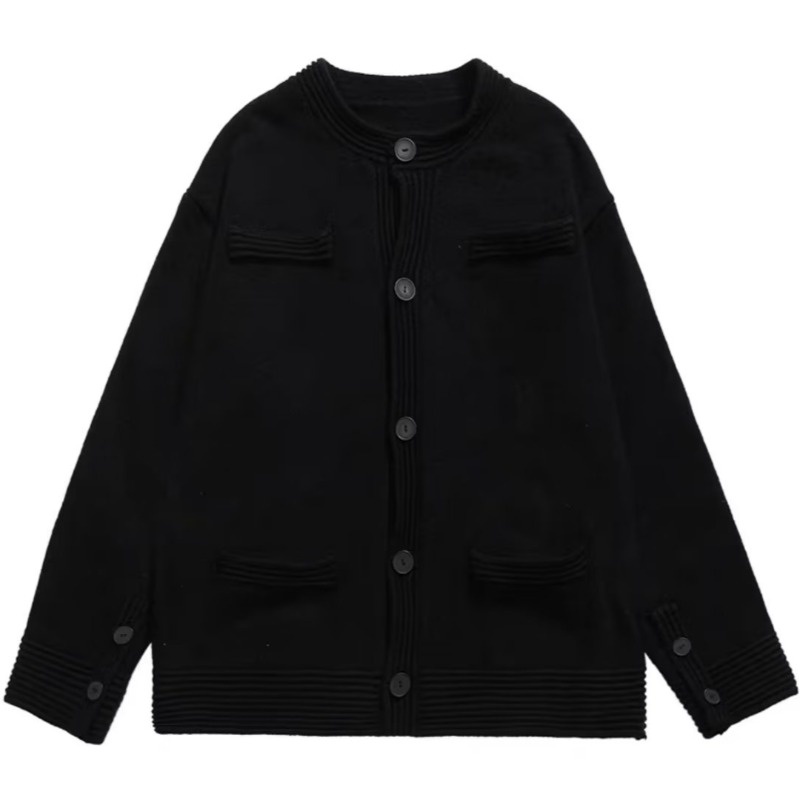 Kyushuad Áo Khoác sweater Dệt Kim Dáng Rộng Màu Trơn Phong Cách Hàn Quốc Đơn Giản Cho Nam