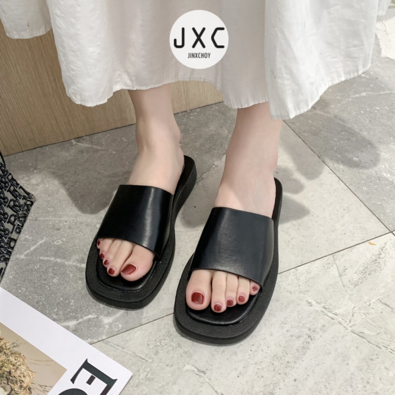 JINxCHOYDép quai ngang đế bằng mũi vuông thời trang xinh xắn dành cho nữ