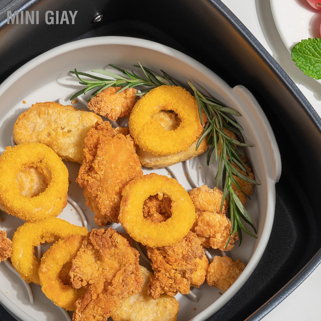 Mini Giay Nồi chiên silicon có tay cầm thể gập lại dễ dàng làm sạch Chảo nướng tái sử dụng cho lò bánh BBQ