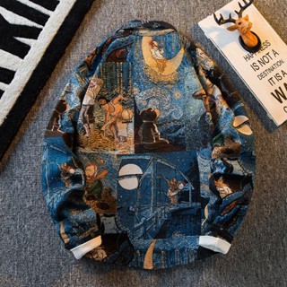 Áo Khoác Sơ Mi Tay Dài In Họa Tiết Tranh Sơn Dầu van gogh Phong Cách retro Mỹ Thời Trang Cho Nữ