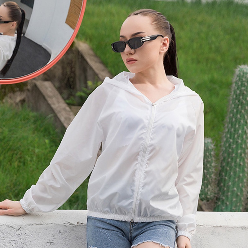 Nurgaz Áo Khoác Chống Nắng Bằng Lụa Lạnh Thoáng Khí Có Mũ Trùm Thời Trang Unisex