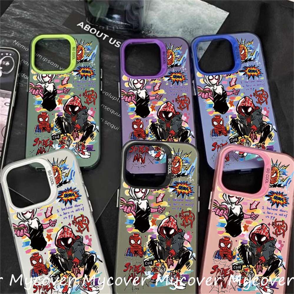 Hoạt Hình Ốp Điện Thoại Mềm Hình Người Nhện Màu Bạc Cho iphone 11 15 12 13 14 pro max x xr xs 8 7 6 plus se 2020