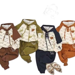 Bộ hoddies nỉ lót nhung cho bé trai
