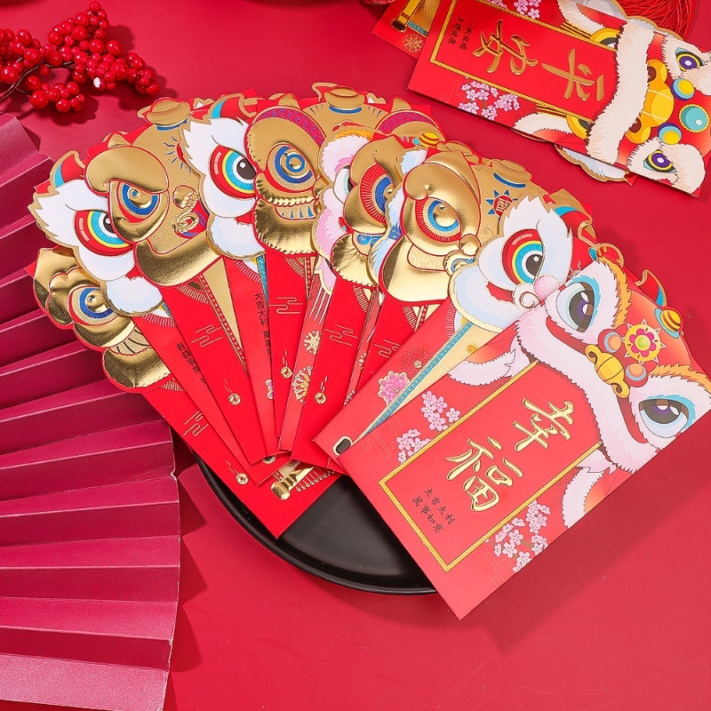 Set 6 Bao Lì Xì Hình Rồng Đỏ Hoạt Hình 3d May Mắn Cho Năm Mới