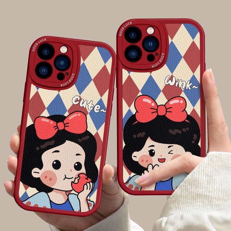 Iphone Ốp Điện Thoại Da Cừu Chống Rơi Họa Tiết Công Chúa biye Cho Iphone7 7 plus 8 8 plus xs xr 11 12 13 14 15 pro plus promax