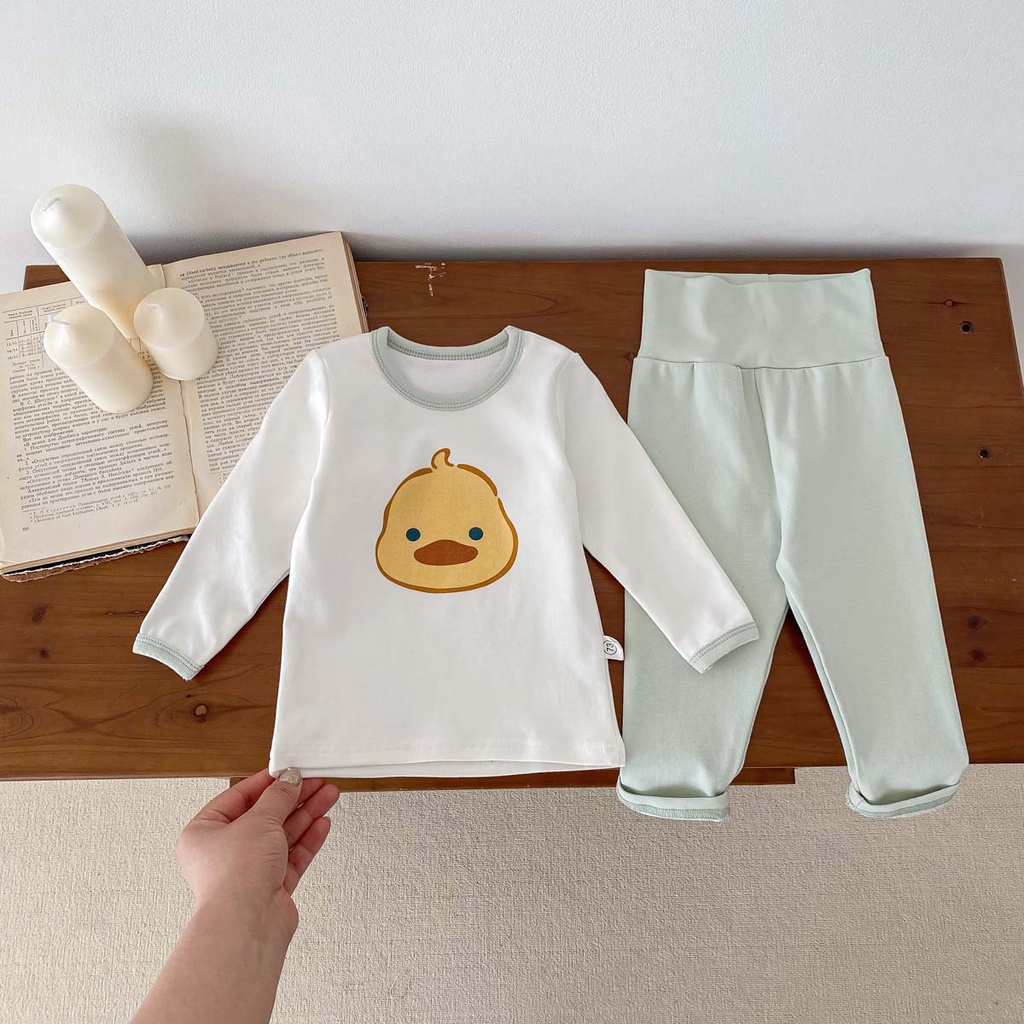 Set Đồ Mùa Thu 2 Món Gồm Áo In Họa Tiết Hoạt Hình Gấu Thỏ / Vịt / Gấu 3 Màu + Quần Màu Trơn Cho Bé Sơ Sinh 1-3 Tuổi