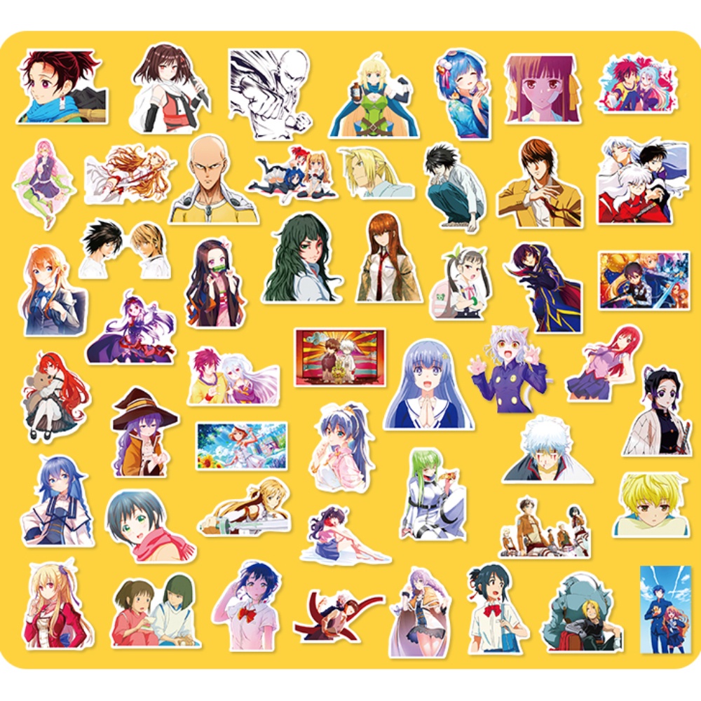 50 Miếng Dán Hoạt Hình demon slayer one punch-man spirited away Chống Thấm Nước Cho Mũ Bảo Hiểm Xe Đạp