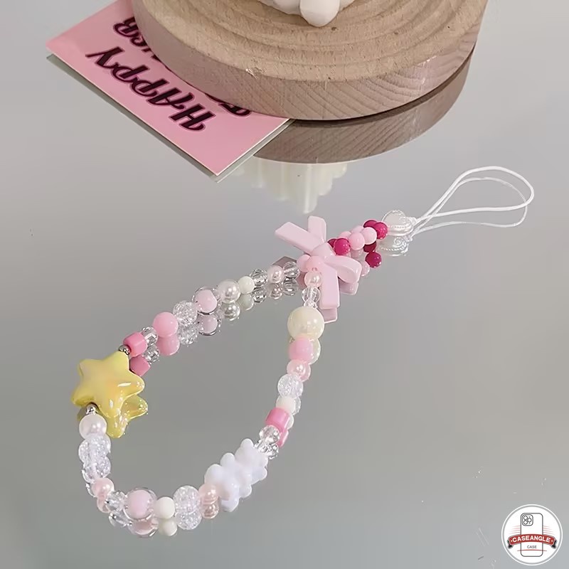 Dây Đeo Điện Thoại Đính Hạt Nhiều Màu Sắc Dễ Thương Phong Cách Hàn Quốc
