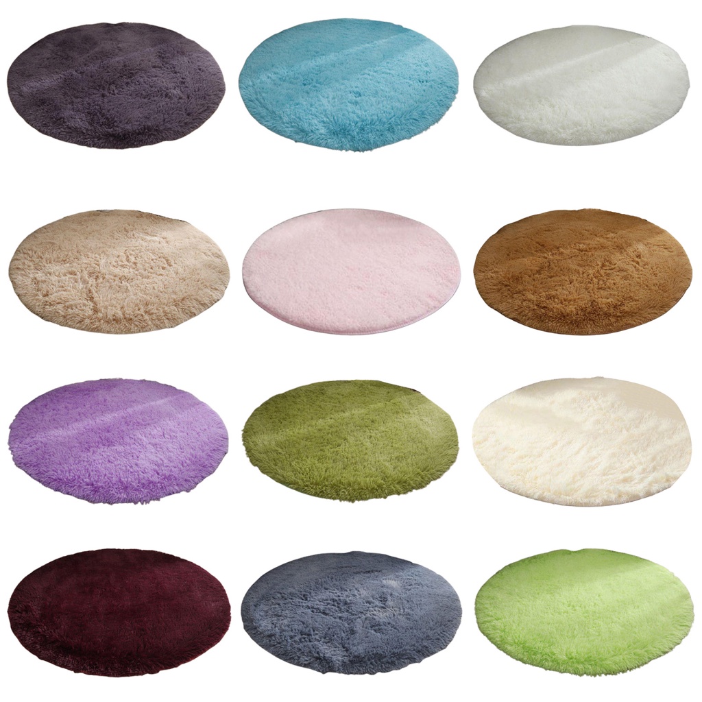 Thảm Lông Siêu Mềm Chống Trượt Hình Tròn Sang Trọng Cho Phòng Ngủ