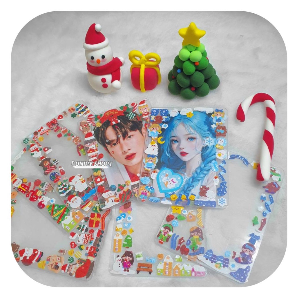 Toploader Decor B8 Xmax Giáng Sinh Noel | Thẻ Đựng Card Idol Anime | Trắng Không Ánh Xanh TS