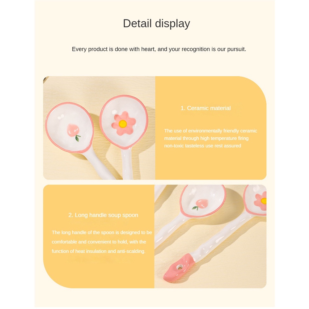 Muỗng Múc Canh Cán Dài Bằng Sứ Họa Tiết Hoạt Hình Phong Cách Nhật Bản