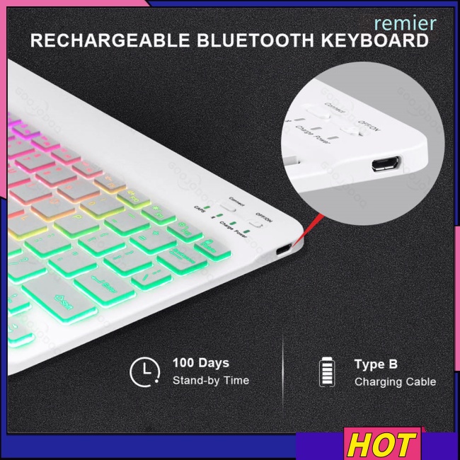 Remier Bàn Phím Và Chuột Không Dây 1200dpi Có Đèn Nền Nhiều Màu