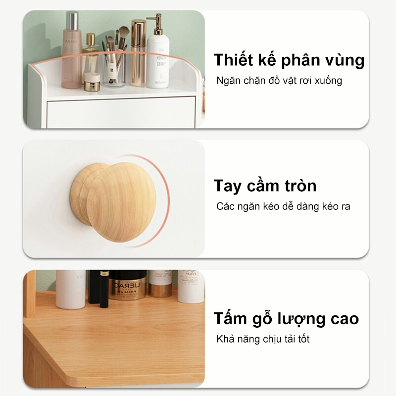 Bàn trang điểm đa năng Kèm gương tròn Tủ lưu trữ Tiết kiệm diện tích Cho phòng ngủ 𝙎𝙐𝙉𝙉𝙔 𝘽𝙄𝙀𝙍𝙀 | BigBuy360 - bigbuy360.vn