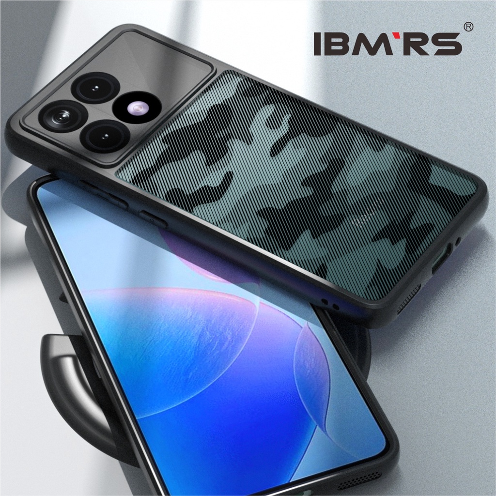 Dành cho Redmi Case k70 / k70 Pro / Poco F6, Bộ nhấn phía sau và mỏng mờ Mate cho điện thoại (Camo đen)