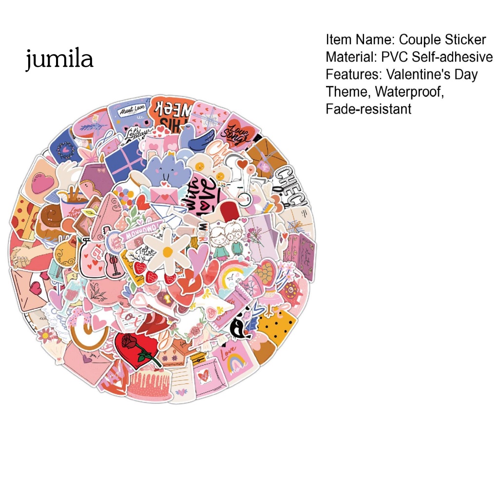 Bộ 100 Miếng Dán Chống Thấm Nước Họa Tiết Dễ Thương Dùng Trang Trí Sổ Tay / Hành Lý / Ngày valentine