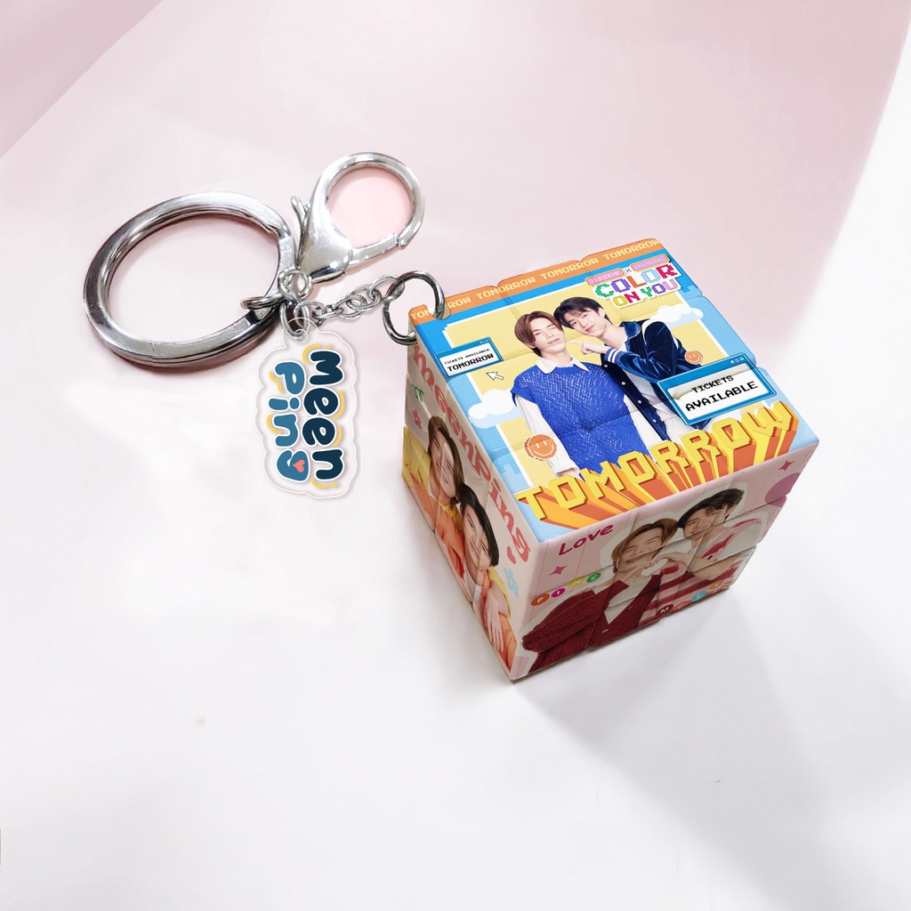 BossNoeul JoongDunk Our Sky.y2 GeminiFourth My-school-president MeenPing MewGulf OFFGUN NETJAMES PondPhuwin BrightWin WinnySatang Zeenunew Metal Keychain Small Rubik's Cube Pendant