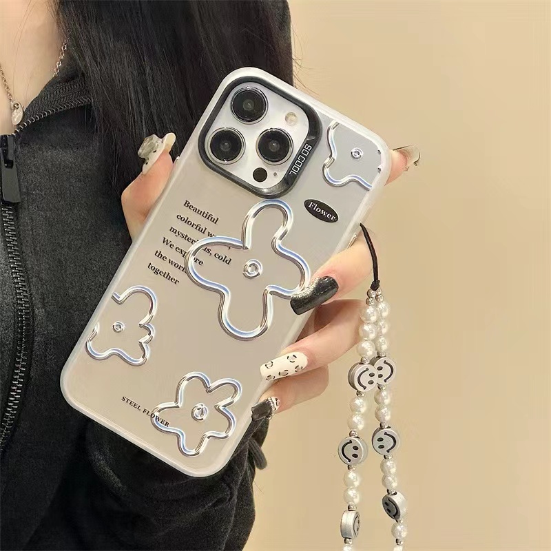 Ốp Điện Thoại Mềm Họa Tiết Hoa Màu Bạc 15promx 15pro 15 Cho iphone13pro 12promax 14pro 14 14promax 13promax 7 / 8plus xr xsmax