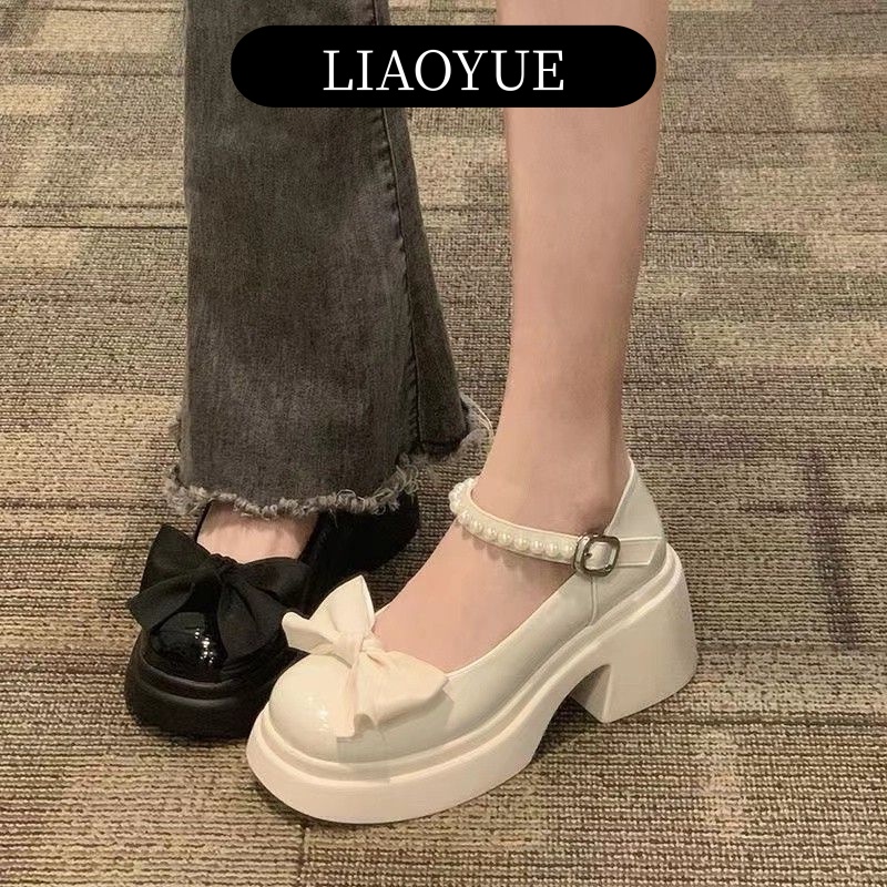 LIAOYUE giày cao gót nữ giày nữ lolita giày Giày búp bê gót đại đính tinh thể B22G024 34Z230821