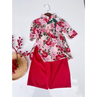 Ngọc kids - áo dài vải lụa cho bé gái 8-24kg