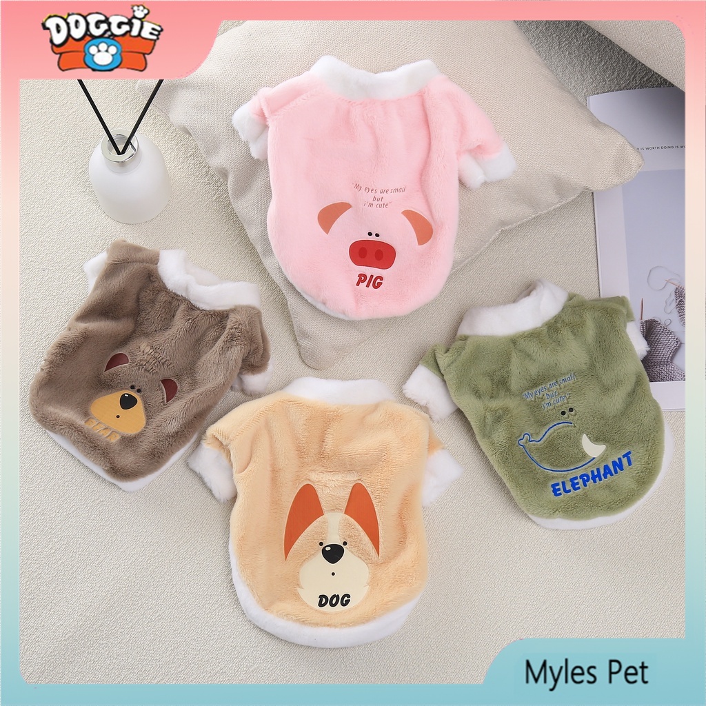 Áo hoodie Vải Bông Ấm Áp Họa Tiết Mặt Động Vật Dễ Thương Thời Trang Thu Đông Cho Thú Cưng
