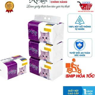 Combo 3 Gói khăn giấy ăn dạng Rút MyLan Con Mèo 465 tờ/gói
