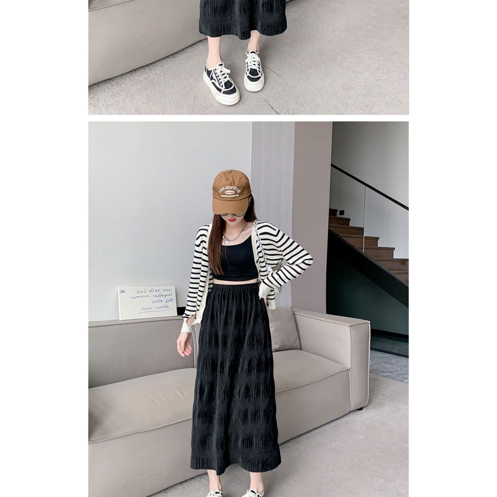 Chân Váy Nhung Dáng Dài Lưng Cao Xếp Ly Thời Trang Thu Đông 2023