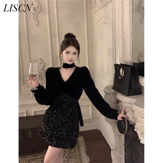 LISCN Chic váy nữ Đầm Body Cho thời váy Cổ điển Vintage Xu hướng Fashion WLQ23C0CRH 50Z231215