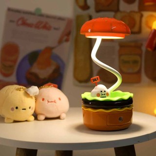 Hamburg Night Light with Pencil Sharpener Study Light Creative Mini Desk Lamp Sleeping Light USB Charging Bedroom Bedside Lamp Children's Gift