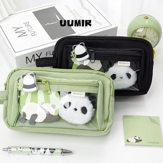  UUMIR Trong Suốt Túi Đựng Bút Bằng Vải canvas pvc Nhiều Ngăn Phối Khóa Kéo Tiện Dụng 
