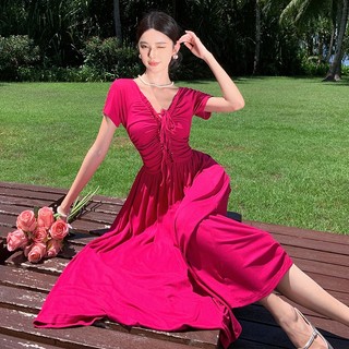 Đầm Nữ Cổ Chữ V Nhấn Eo Thanh Lịch