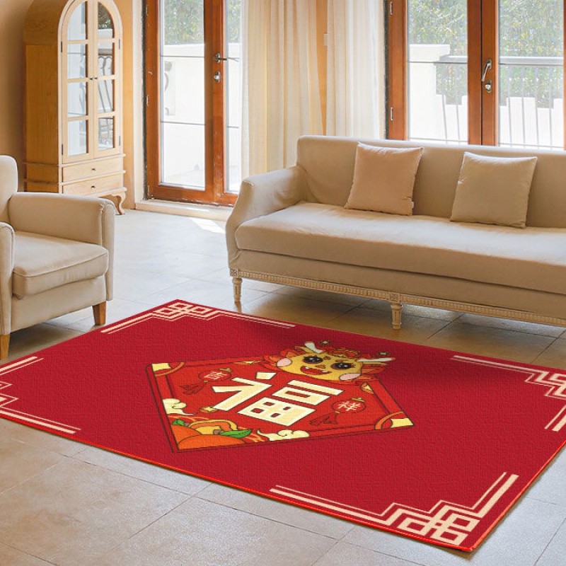 Lối Vào Phong Cách Mới Thảm Trải Sàn Phòng Khách Phòng Ngủ Màu Đỏ Nhân Vật fu Phong Cách Trung Hoa