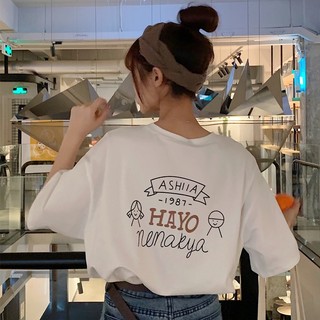 Áo thun nữ form rộng 100% cotton cổ tròn in basic