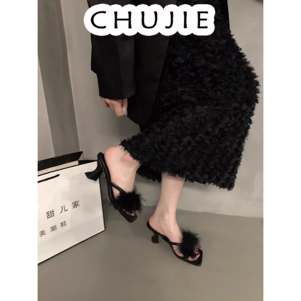 CHUJIE giày cao gót Sandal Cao Gót Hở Ngón Thiết Kế Mới Thời Trang Dành Cho Năm 2024 25Z23061306