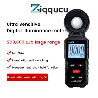 Đồng hồ đo ánh sáng kỹ thuật số 200,000 lux ziqucu