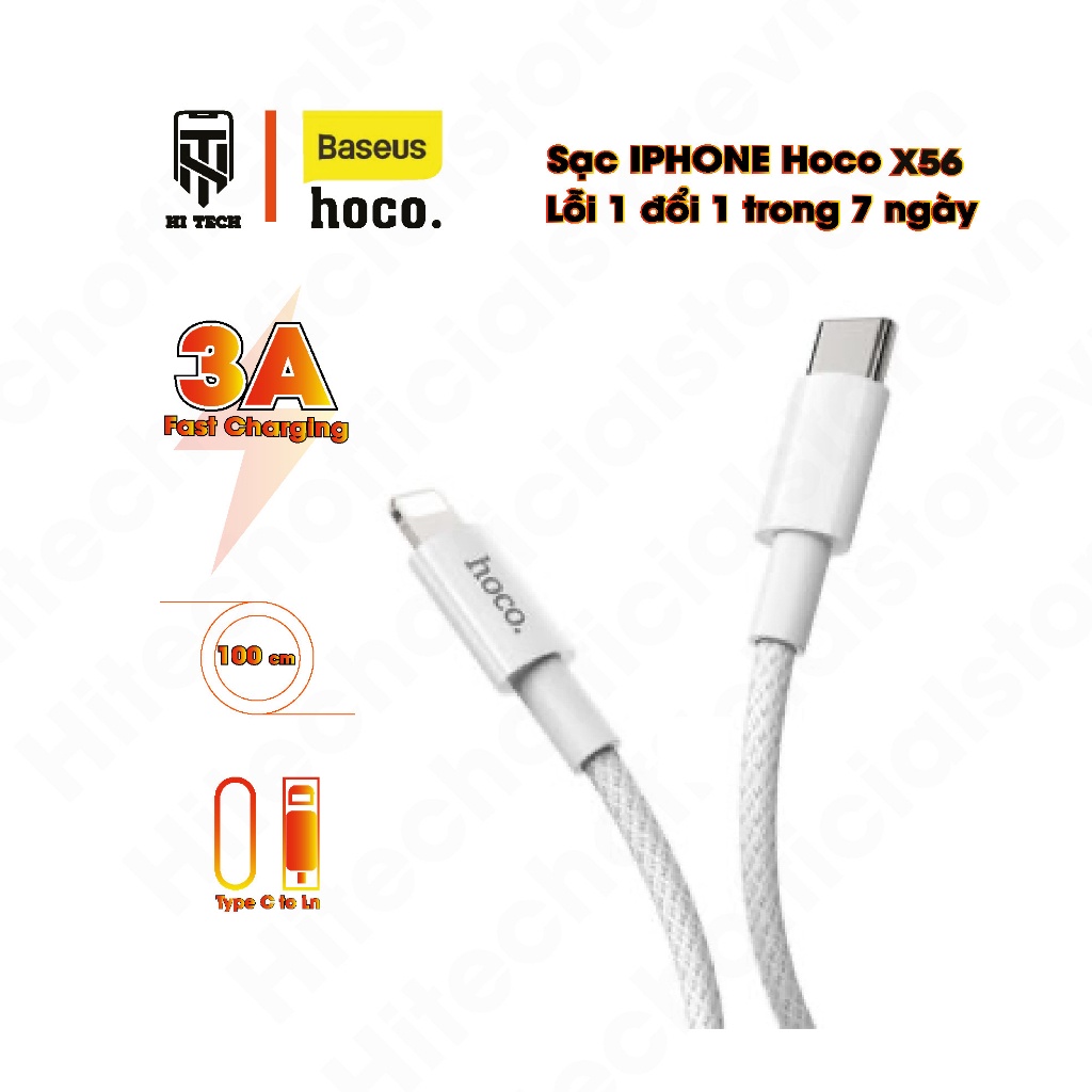 Dây Sạc Hoco, Cáp Sạc Nhanh Hoco X56, Dây Sạc Nhanh Sạc Nhanh 3A, Cáp Sạc Hoco Bọc Dù Dài 1m, Hitechofficialstorevn.