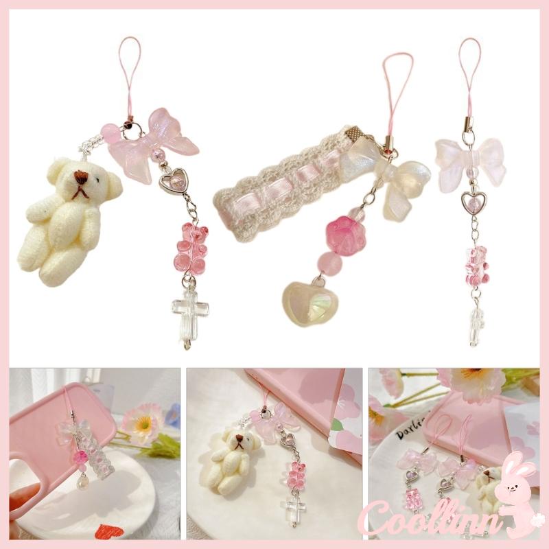 Cooo Dây Đeo Điện Thoại / Chìa Khóa / Ba Lô Hình Gấu / Trái Tim Đính Nơ Xinh Xắn
