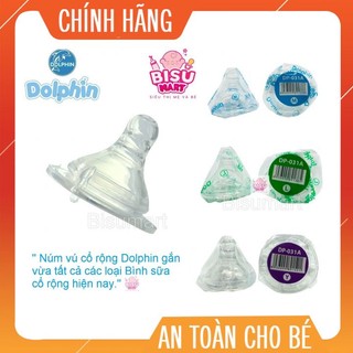 Núm vú cổ rộng silicon siêu mềm Dolphin Size S, M, L, Y