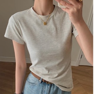 Áo thun baby tee nữ trơn form ôm chất liệu cotton co dãn 4 chiều 100% MA044 SG