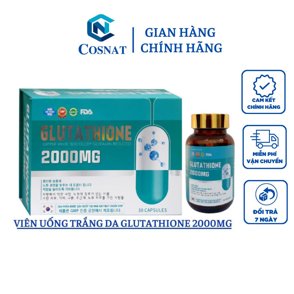 Viên Uống Trắng Da Mờ Nám GLUTATHIONE 2000 - Viên Uống COLLAGEN Trắng Toàn Thân Giảm Nám Mờ Nếp Nhăn - LINHKAA SHOP