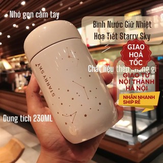 Bình Nước Giữ Nhiệt Bằng Thép Không Gỉ 304 Nhỏ Gọn Hoạ Tiết Starry Sky Bắt Mắt