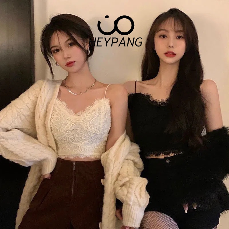 Áo hai dây sẵn đệm ngực Heypang áo ren hoa tiểu thư hot douyin