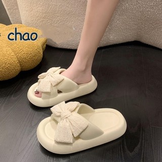 Dép Đi Trong Nhà Đế Dày Đính Nơ Dễ Thương Cho Nữ