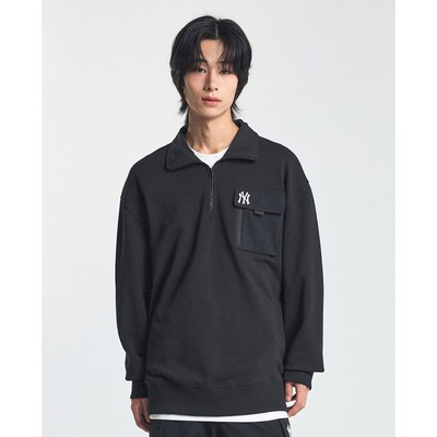 MLB - Áo sweatshirt nam cổ bẻ tay dài Basic Gorpcore_3AMTB1144-50BKS