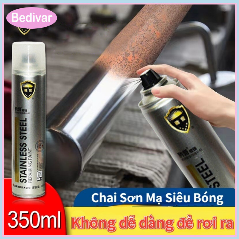 Bedivar 350ml bạc mạ crôm sơn phun mạ crôm sáng siêu tỏa sáng xe máy và xe hơi tạo kiểu chai sơn