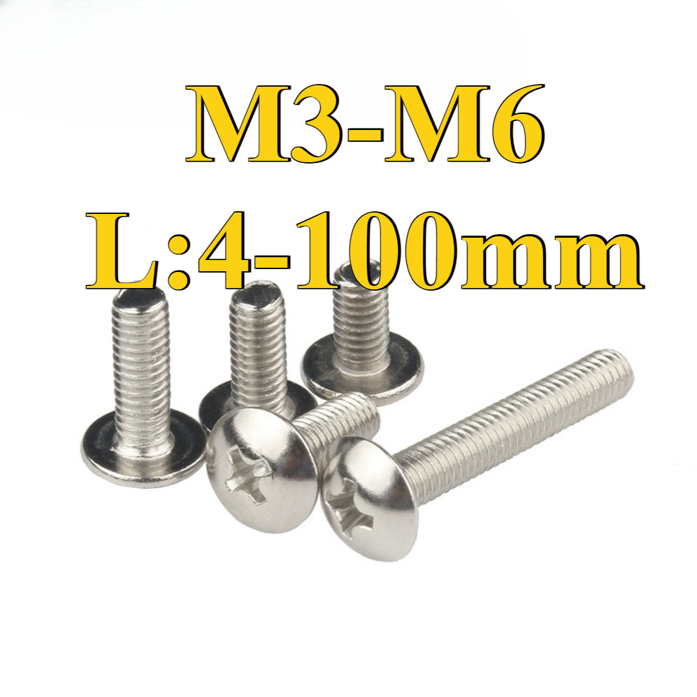 Bu lông đầu phẳng lớn bằng thép không gỉ Tm 316 M3 / M4 / M5 / M6 / * L4-100mm (AZY-DM12) (Y10) (x10