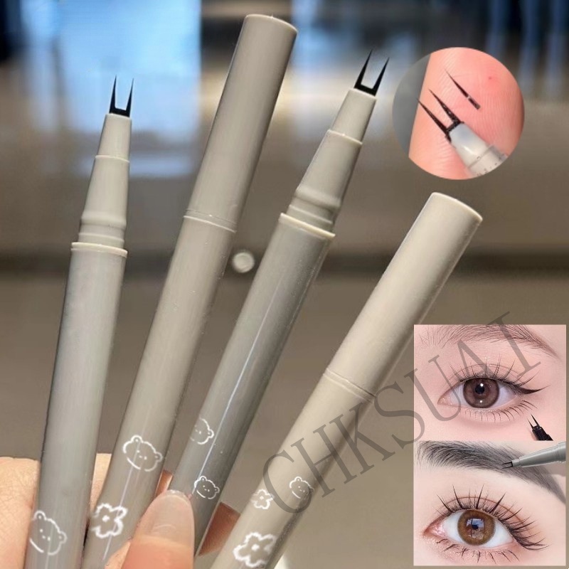 Bút kẻ mắt HUAQING hai đầu dạng lỏng lâu trôi chống thấm nước không nhòe