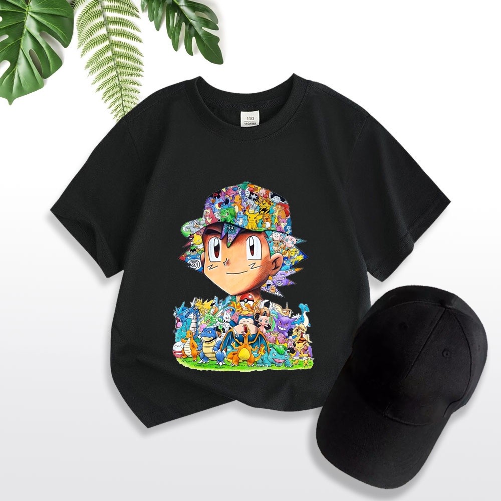 Áo thun trẻ em POKEMON ART, áo thun cho bé, có big size và size người lớn, 4 màu, Anam Store