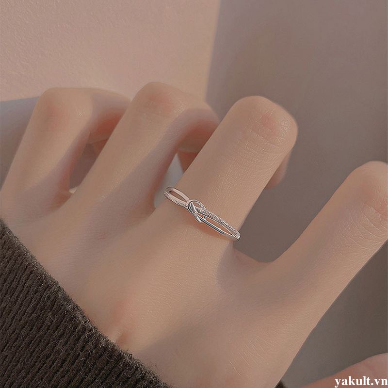 🎀 yakult 🎀Nhẫn Bạc 925 Hình Học Xoắn Thanh Lịch Thời Trang Cho Nữ