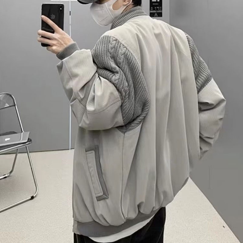YOUTANG Áo Khoác Cổ Đứng Tay Dài Có Túi Bên Hông Màu Xám Thời Trang Xuân Thu Trẻ Trung Dành Cho Nam Nữ